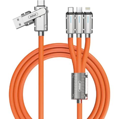 Andowl - Cavo Dati Ricarica Rapida Usb Multiporta Universale Da 120w Due In Tre Da 1.2mt Q-sj300 - (1/5)