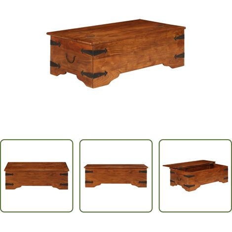 Akazienholz Couchtisch - Couchtisch Massivholz mit Honigfarbenem Finish 110x55x35 cm (1/5)