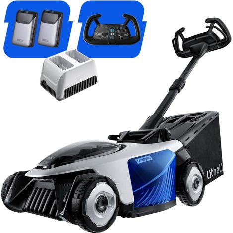 Tondeuse à Gazon sans Fil 43cm, 2x 20V Batteries 4.0Ah, Autotractée (2,2-4,7 km/h), Bac 50L, 25-75 mm Hauteur Réglable, pour Pelouses jusqu'à 500m² (1/5)