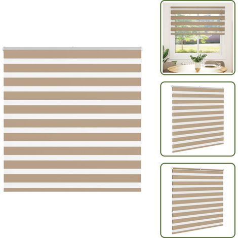 Zebrarollo Sandbraun 140x150 cm Stoffbreite 135,9 cm Polyester - Zebra-Jalousie - Zebra-Jalousien - Zebra-Rollo - Doppelrollo (1/5)