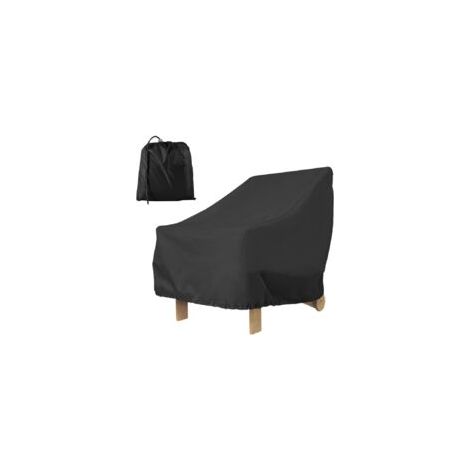Funda impermeable para silla de jardín exterior - Asiento profundo - Resistente a los rayos UV y al viento - Cordón ajustable - 80x85x91,5cm - Negro (Modelo ABC) - Crezuo (1/4)
