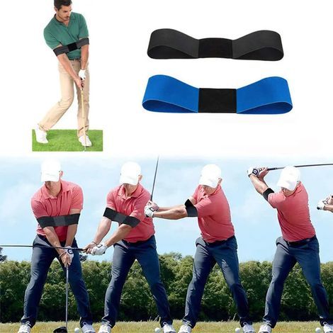 Bande élastique d'entraînement pour le swing de golf (lot de 2) – Correction du swing et synchronisation des bras – Améliorez votre technique de golf en intérieur et en extérieur (1/5)