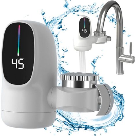 Adaptateur de robinet de cuisine, chauffe-eau électrique instantané, chauffage rapide, affichage numérique, convient aux salles de bain. (1/5)