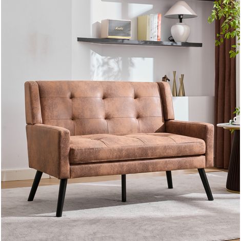 Divano 2 posti 119x75x88 cm in tessuto marrone, salvaspazio per soggiorno FloraGrace (1/5)
