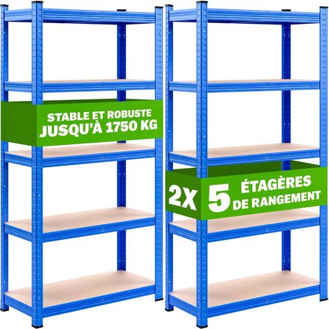 Lot de 2 Étagères Modulables à Charge Lourde bleue : 180 X 90 X 40 cm Robuste et Polyvalente, 875 kg (1/5)