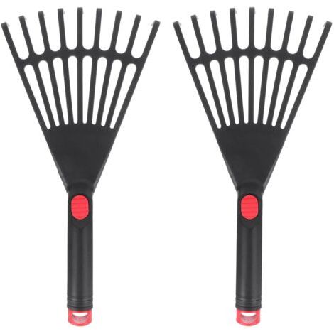 BUNTHAUS Lot de 2 râteaux de Jardin à Main en Plastique avec poignée Ergonomique, Petit râteau pour Feuilles, Jardinage, Culture, ameublir Le Sol et étaler Le paillis (1/5)