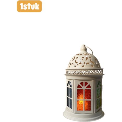 pièce - Bougeoir - Bougeoir en verre coloré - Lampe vintage en fer forgé - Porte-bougie d'aromathérapie - Décoration intérieure - blanc (1/4)