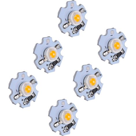 Lot de 25 pastilles LED haute puissance 0.5W 5V avec plaque aluminium, source lumineuse 588-590NM lumière jaune (1/5)