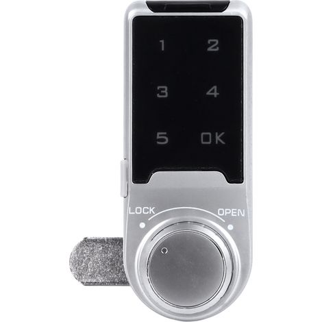Serrure de meuble à clavier numérique tactile 30 mm argentée, verrou de sécurité électronique antivol pour tiroir et casier à code. (1/5)