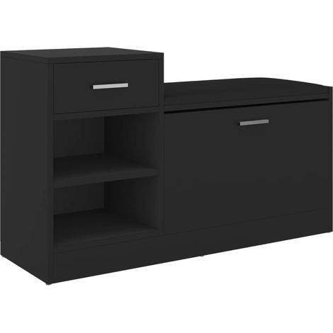Banc à chaussures bottes commode étagère meuble entrée rangement 94,5 x 31 x 57 cm aggloméré noir
