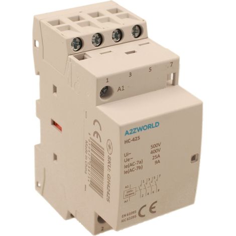 Teleruttore Contattore Modulare AC 4P 2M 25A AC 230V IP20 HC-425 (4NO)
