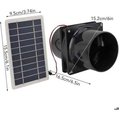 Ventilateur d'extraction solaire - - 10W - Panneau solaire 12V - 15,2 cm - Installation facile (1/4)