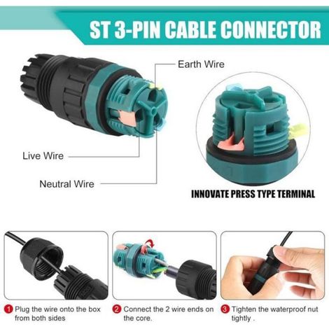 4pcs Connecteurs électriques étanches - Norme IP68 Tension 450V - Éclairage extérieur - Câbles Ø5 12mm (1/5)