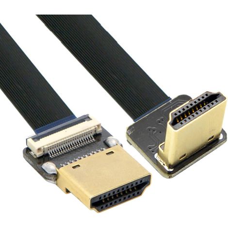 Câble d'extension plat FPC Cord ultra fin coudé vers le bas, HDMI mâle vers HDMI mâle droit, 1080p, pour FPV, HDTV, multicopter, photographie aérienne A1-A3 (10 cm) (1/5)