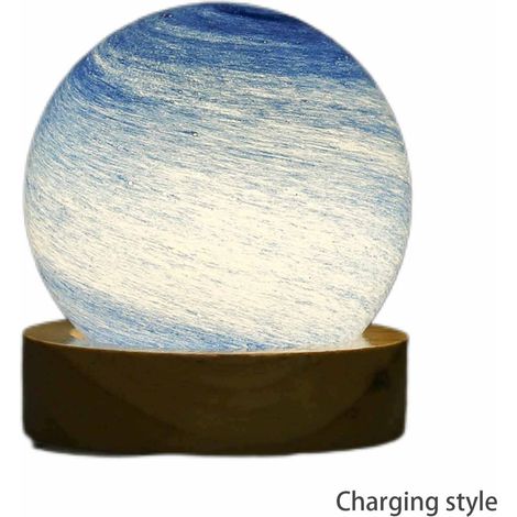 Planetenlampe – Umweltfreundliches Glas und Holz mit 3 Farben und stufenloser Dimmfunktion – Einzigartiges Galaxie- und Mondlampen-Design für romantische Dekorationen (1/5)
