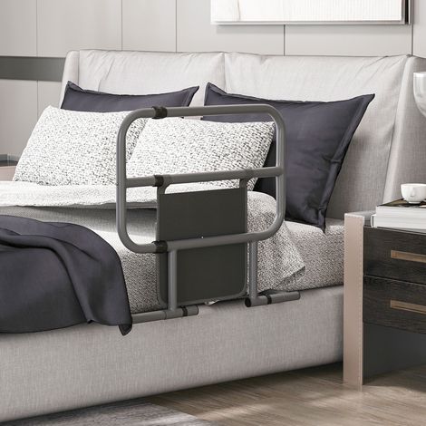Barandilla de Cama Adulto Asidero para la Cama Plegable con Bolsillo de Almacenamiento 61x66x55 cm Gris (1/5)