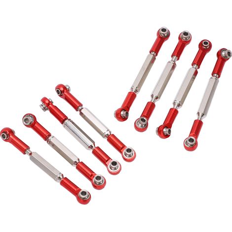 Biellette de direction réglable en alliage d'aluminium, biellette de servo, barre d'attelage pour WPL C14 C24 B14 MN D90 D91, rouge (1 pièce) (1/5)