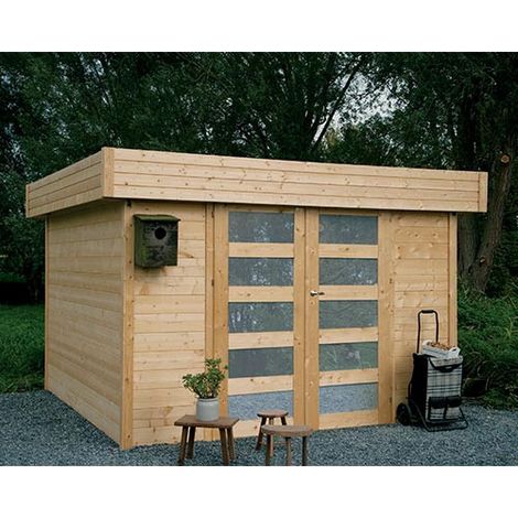 Abri de jardin ODENSE en bois 8,64 m², Plancher Non (1/5)
