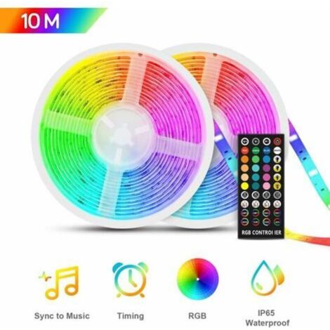Ruban LED 10 m - RGB5050 - 12 V - IP65 - Intérieur Extérieur - Fonction Musicale - Télécommande Infrarouge (1/5)