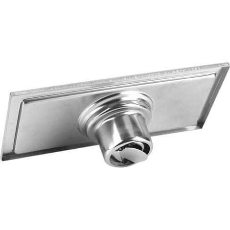 Grille d'évacuation rectangulaire en acier inoxydable 20x10cm pour sol de douche, salle de bain et cuisine, siphon de sol avec grille anti-odeurs, 1 pièce (1/5)