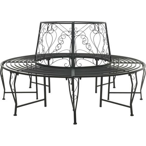 Baumbank 8-Sitzanzahl Ø 160 x 89 cm Stahl Schwarz Rund vidaXL