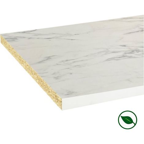 Plan de travail stratifié CPL marbre blanc 3040 x 640 x 38 mm - FSC MIXTE 70% - Gamme Confort