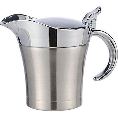Saucière en porcelaine et acier inoxydable, pichet à lait isotherme avec couvercle, saucière avec poignée (1/5)