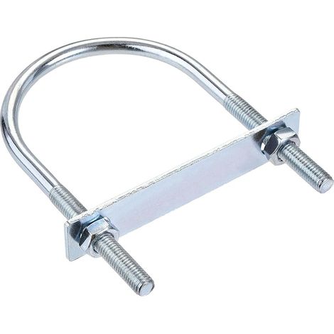 Rond Boulon U 3.54"(90mm) Largeur Interne 150mm Longueur Acier M10 avec écrou Plaque 1 Ensemble (1/4)