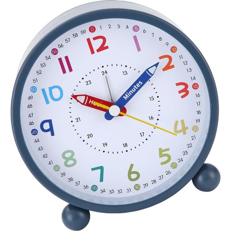 Réveil analogique coloré silencieux avec grand chiffre et veilleuse à piles pour chambre d'enfant et salle de classe (1/5)