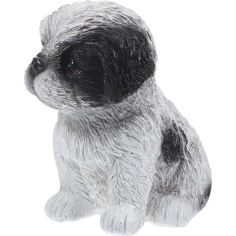 Figurine Chien en Résine Noire Petite Taille Ornement Créatif pour Décoration de Bureau et Jardin Statue Extérieure Élégante pour Ambiance Accueillante Accessoire Artisanal (1/5)