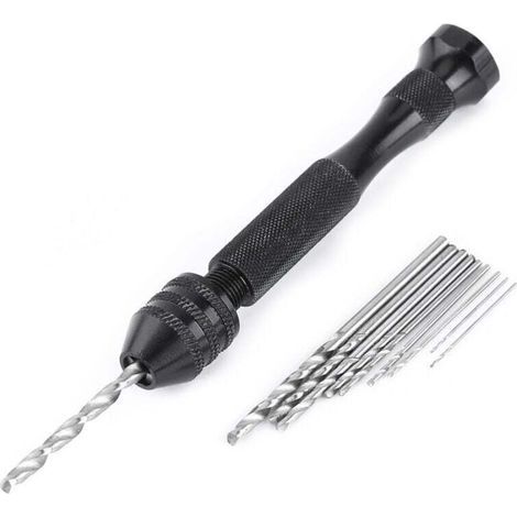 Mandrino manuale per trapano, utensili manuali, punta da trapano micro a vite con 10 punte rotanti per legno con viti di fissaggio. (1/4)