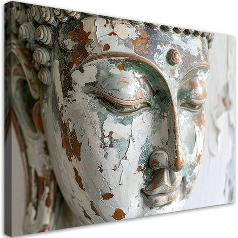 Tableau déco Tête de Bouddha de style vintage Zen Spa 90x60 (1/4)