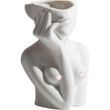 Corps Vase Forme Féminine - Petit porte-stylo en céramique en forme de corps pour femme Vases floraux d'art moderne pour la décoration minimaliste de salon de maison bohème (1/5)