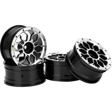 4 pièces Jantes en Alliage d'Aluminium 1,9 pouces pour Voiture RC 1:10 - Conduite Tout-Terrain et Dérive - Noir (1/5)