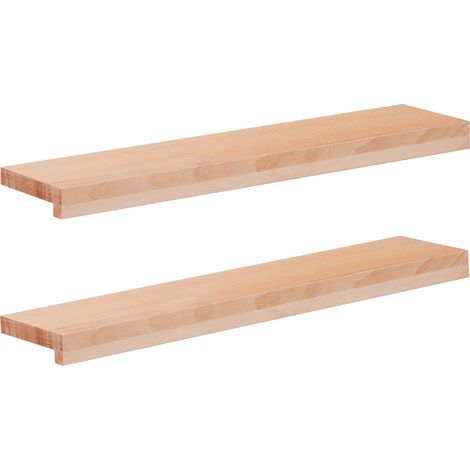 Alfeizares 2 uds. Natural 80 x 15 x 2 cm Madera de Haya Sólida vidaXL (1/5)