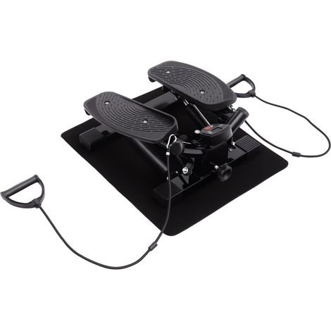 Mini stepper latéral pour le fitness à domicile, avec bandes élastiques, noir (1/5)