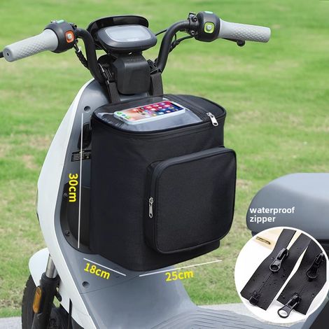 Bolsa de transporte para cascos de coches eléctricos transfronterizos, batería grande, impermeable, bolsillo frontal, Yadi Emma Artifact, almacenamiento impermeable (negro, altura 30 cm, longitud 25 c (1/5)
