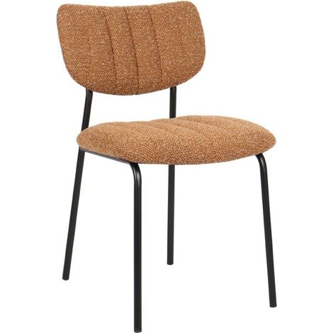 Set von 2 Stühlen NORAYA – Orangefarbener Stoff – Kompaktes Design – Metallbeine – Farbiger und moderner Akzent