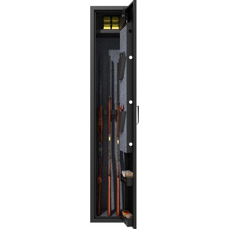 Armoire à fusils pour 3 armes longues, coffre-fort pour fusils et pistolets, accès rapide. Idéale pour le rangement sécurisé des armes longues et des munitions. H 138 cm × L 25 cm × P 25 cm (1/5)