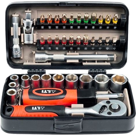 Krino 66012010 Set inserti e bussole 38 pezzi con cricchetto 1/4"