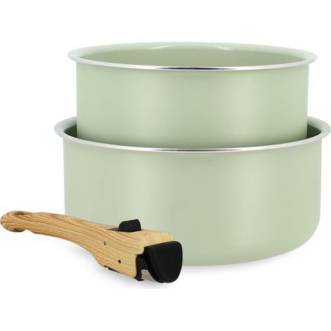 Set 2 casseroles en aluminium recyclé avec poignée, COLORAMA