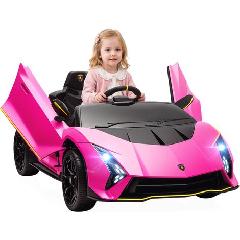 AIYAPLAY Auto Elettrica per Bambini 3-5 Anni 12V Lamborghini Autentica, Nero (1/5)
