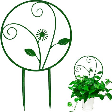 Soporte redondo para macetas [Plástico, Verde, 37 cm x 22,5 cm, 60 g] - Soporte para clemátides y rosales, apto para plantas trepadoras de interior y exterior. (1/5)