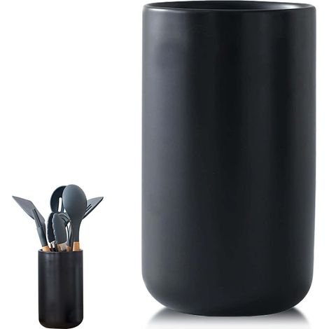Porte-ustensiles de cuisine en céramique noir 17,6 x 10,1 cm - Récipient pour ustensiles de cuisine - Rangement facile et organisé (1/5)