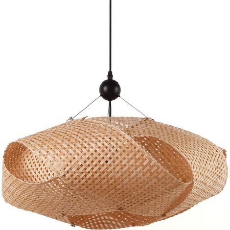 Plafonnier en osier style bohème, E27, noir Ø61 cm