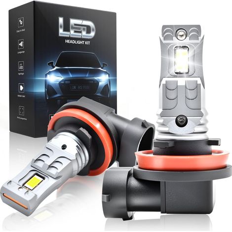 H11 LED, 6500K H8 H9 H16, H11 LED Car Headlight Bulb, 900% Brightness, 1:1 Halogen Size, IP68, 90000+ Hours Life Time, Plug-N-Play, Non-Polarity, 2 Pieces (1/5)