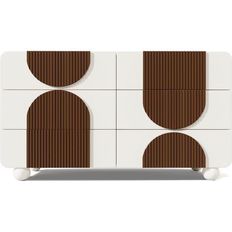 ELVMI Cassettiera con 6 Cassetti, Guide Silenziose e Dispositivo Antiribaltamento, per Soggiorno 121 x 41 x 71 cm (1/4)