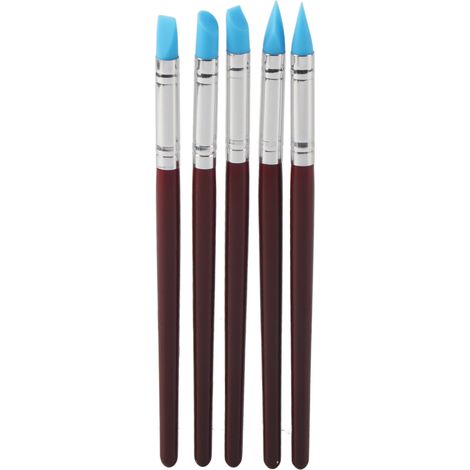 Lot de 5 outils de modelage pour argile, pointe en caoutchouc pour peinture, sculpture, poterie, DIY façonnage (1/5)