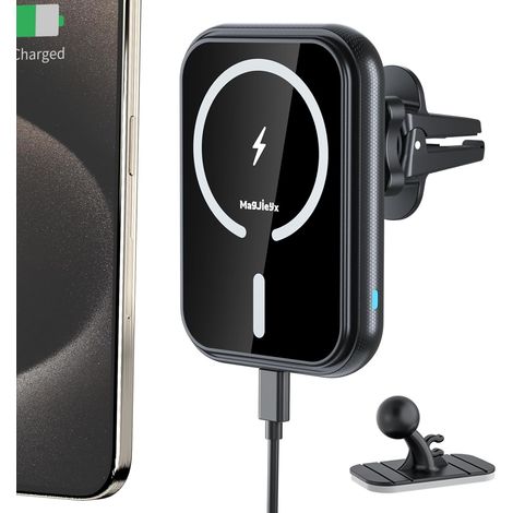15W Magnetic Wireless Car Charger Fast Charging Induction Car Phone Holder Compatible with 16 15 14 13 12 Series