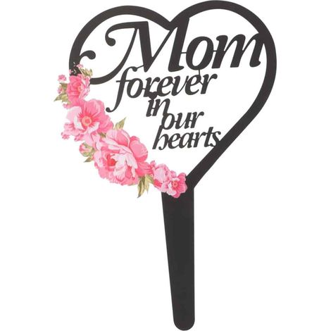 Plaque commémorative en forme de cœur pour cimetière de Tongina, avec fleurs, idéale pour décorer un jardin ou une pelouse (papa, maman, etc.). (1/5)